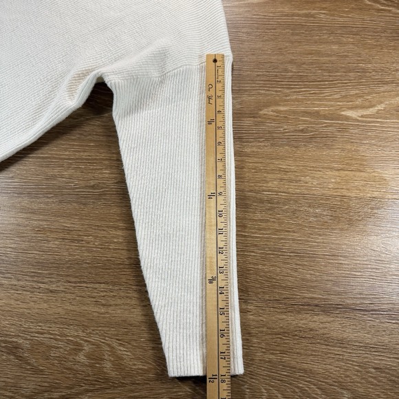 LILLUSORY Women's S Ribbed Henley Sweater Top Ivory Button V-Neck Long Sleeve - Picture 7 of 8